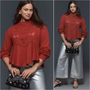 Anthropologie Rust Red Blouse